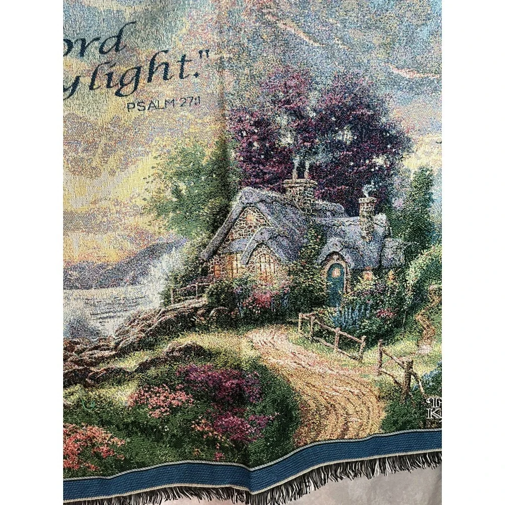 Thomas Kinkade The Lord Is My Light Afghan‎ Throw Blanket Psalm 27:1 56x47